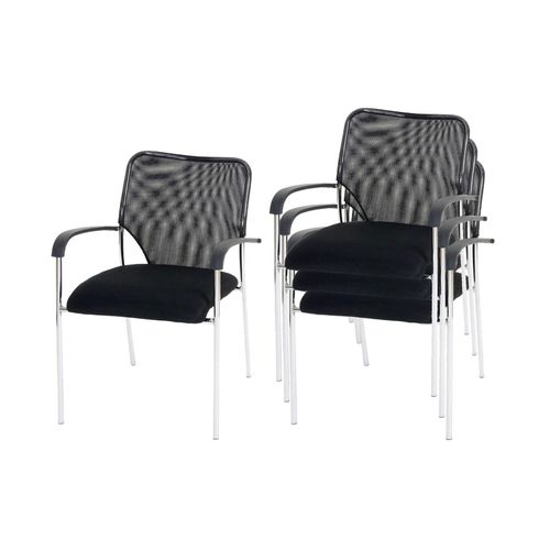 4057651051550 - 4er-Set Besucherstuhl Tucson Konferenzstuhl stapelbar Stoff Textil ~ Sitz schwarz Rückenfläche schwarz 4057651051550 - 4er-Set Besucherstuhl Tucson Konferenzstuhl stapelbar Stoff Textil ~ Sitz schwarz Rückenfläche schwarz