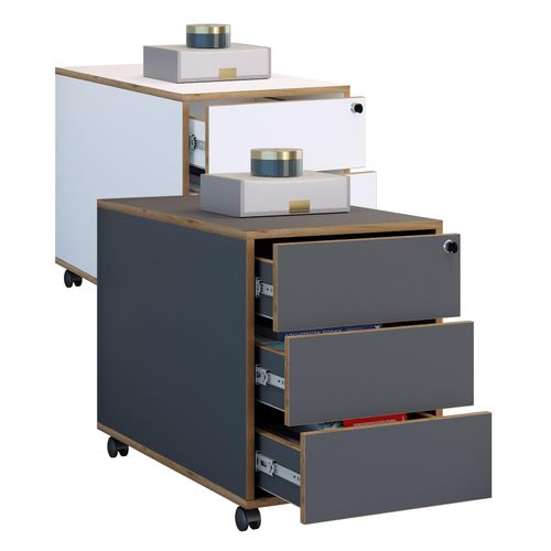 4051814444265 - Rollcontainer Beistellcontainer mit drei Schubladen Maße ca H 50 x B 39 x T 70 cm Bürocontainer abschließbar - Salia 4051814444265 - Rollcontainer Beistellcontainer mit drei Schubladen Maße ca H 50 x B 39 x T 70 cm Bürocontainer abschließbar - Salia