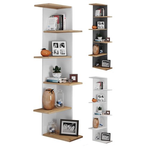 4051814444531 - Holzregal hängend platzsparendes Regal Maße H 140 x B 37 x T 37 cm Elegantes Regal hängend Aufbewahrungsregal Bücherregal Wandregal - Balos XL