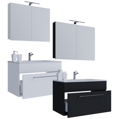 4051814380556 - 3-tlg Set 1 Waschtisch 1 Spiegelschrank 1 Waschbecken Keramik Waschbecken Waschplatz hängend Badmöbel Set – Badinos SC 4051814380556 - 3-tlg Set 1 Waschtisch 1 Spiegelschrank 1 Waschbecken Keramik Waschbecken Waschplatz hängend Badmöbel Set – Badinos SC