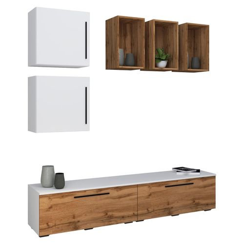 4051814425295 - TV Möbel Wohnwand mit ausreichend Stauraum Anbauwand Maße H 200 x B 190 x T 40 cm Fernseh Möbel – Arila L 4051814425295 - TV Möbel Wohnwand mit ausreichend Stauraum Anbauwand Maße H 200 x B 190 x T 40 cm Fernseh Möbel – Arila L