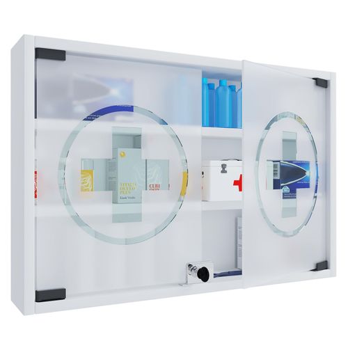 4051814444562 - Medizinschrank Maße ca H 40 x B 80 x T 10 cm Apothekerschrank abschließbar hängend Arzneischrank - Hustila L