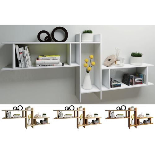 4051814355264 - Holzregal hängend platzsparendes Regal Maße H 80 x B 188 x T 20 cm Elegantes Regal hängend Aufbewahrungsregal Bücherregal Wandboard - Sirola Maxi