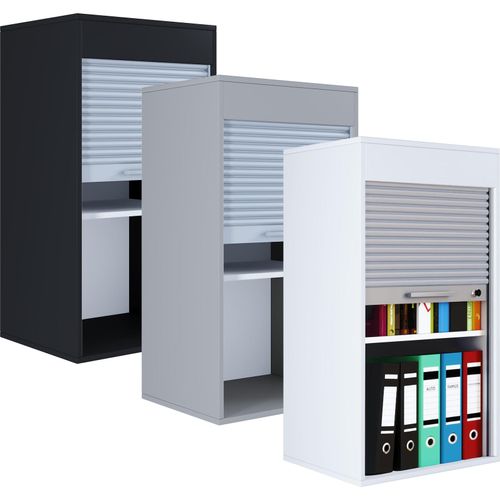 4051814410680 - Rolladenschrank Aktos L 2 Ordnerhöhen abschließbar Bügelgriff B 500 x T 400 x H 930 mm Holz schwarz 4051814410680 - Rolladenschrank Aktos L 2 Ordnerhöhen abschließbar Bügelgriff B 500 x T 400 x H 930 mm Holz schwarz
