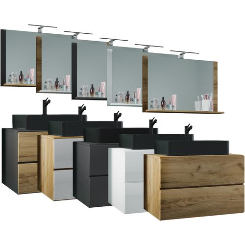 4051814432002 - 2-tlg Waschplatz Waschtisch schwarzes Waschbecken Unterschrank Breite 80 cm Badmöbel Set mit Schubladen Lendas BL 4051814432002 - 2-tlg Waschplatz Waschtisch schwarzes Waschbecken Unterschrank Breite 80 cm Badmöbel Set mit Schubladen Lendas BL