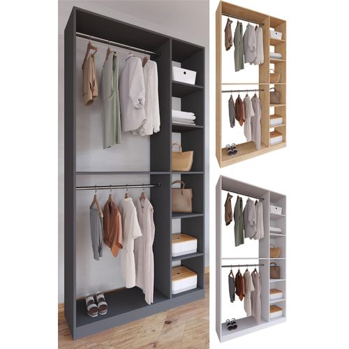 4051814426834 - Holz Kleiderschrank offener Schrank begehbarer Kleiderregal Maße ca B 110 x H 211 x T 35 cm - Palosa XL 4051814426834 - Holz Kleiderschrank offener Schrank begehbarer Kleiderregal Maße ca B 110 x H 211 x T 35 cm - Palosa XL
