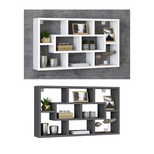 4051814421020 - Holzregal hängend platzsparendes Regal Maße H 48 x B 85 x T 16 cm Elegantes Regal hängend Aufbewahrungsregal Bücherregal Wandboard - Opila