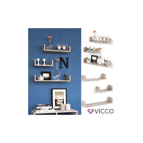 4251421939646 - VICCO 3er Set Wandregal Hängeregal Bücherregal Wandboard Trend Regal Eiche 4251421939646 - VICCO 3er Set Wandregal Hängeregal Bücherregal Wandboard Trend Regal Eiche