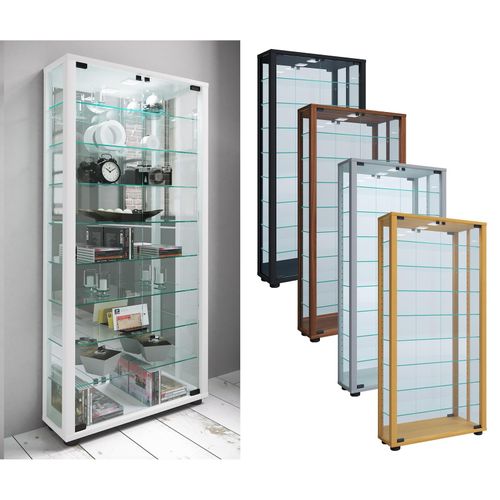 4051814413148 - Glasvitrine stehend Vitrine Glas mit ESG-Sicherheitsglas Maße ca H 115 x B 59 x T 18 cm Standvitrine Glas Modern und platzsparend Glas Vitrinenschrank – Lumo Maxi Spiegel 4051814413148 - Glasvitrine stehend Vitrine Glas mit ESG-Sicherheitsglas Maße ca H 115 x B 59 x T 18 cm Standvitrine Glas Modern und platzsparend Glas Vitrinenschrank – Lumo Maxi Spiegel