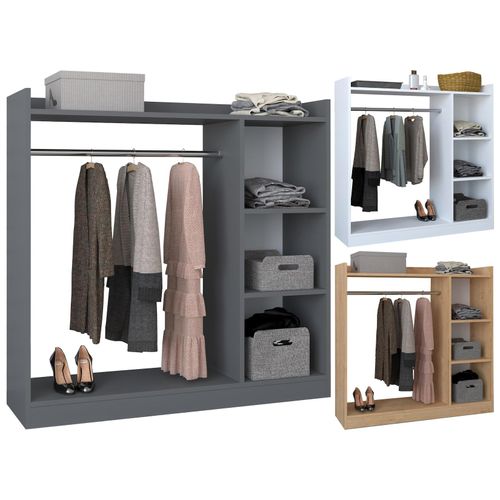 4051814426803 - Holz offener Kleiderschrank begehbarer Kleiderregal Schrank Kleiderstange Palosa M (Farbe Honig-Eiche) 4051814426803 - Holz offener Kleiderschrank begehbarer Kleiderregal Schrank Kleiderstange Palosa M (Farbe Honig-Eiche)