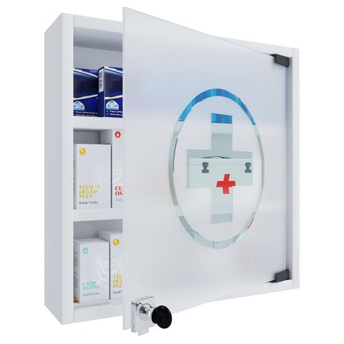 4051814444548 - Medizinschrank Maße ca H 40 x B 32 x T 10 cm Apothekerschrank abschließbar hängend Arzneischrank - Hustila S 4051814444548 - Medizinschrank Maße ca H 40 x B 32 x T 10 cm Apothekerschrank abschließbar hängend Arzneischrank - Hustila S