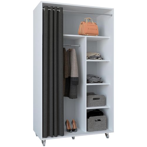 4051814420948 - Holz Kleiderschrank Offener Schrank mit Rollen begehbarer Kleiderregal Maße ca H 175 x B 101 x T 51 cm - Ostila 4051814420948 - Holz Kleiderschrank Offener Schrank mit Rollen begehbarer Kleiderregal Maße ca H 175 x B 101 x T 51 cm - Ostila