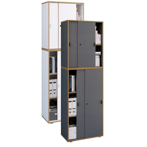 4051814444821 - Holz Büroschrank Ordner Aktenschrank Büromöbel Schrank Salia 5-fach Breite 60 cm Schiebetüren 4051814444821 - Holz Büroschrank Ordner Aktenschrank Büromöbel Schrank Salia 5-fach Breite 60 cm Schiebetüren