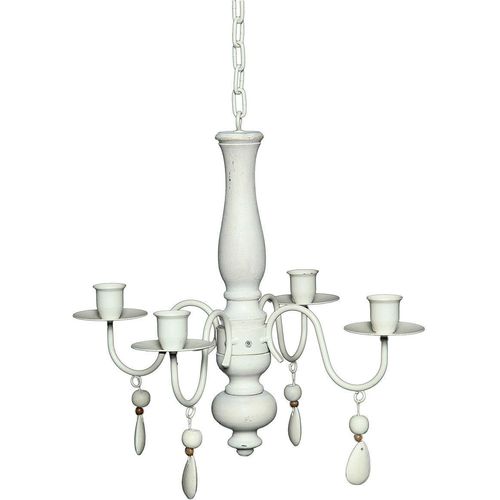 4050223830669 - Kerzenständer Romance Holz Eisen 4er-Kronleuchter 60cm Kerzenhalter Gr B H T 33 cm x 29 cm x 33 cm weiß (antikweiß) Kerzenhalter