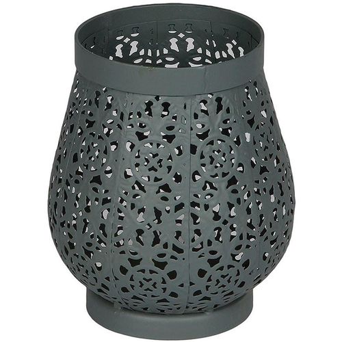 4050223382090 - Kerzenlaterne Laterne aus Metall in Grau - (H) 16cm Kerzenhalter Gr B H T 14 cm x 16 cm x 14 cm grau Kerzenhalter