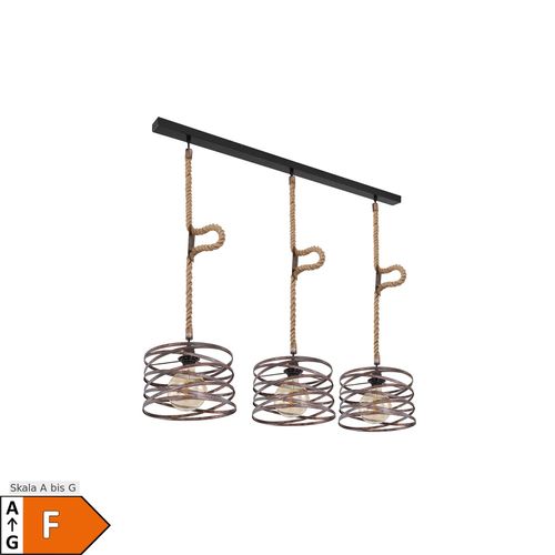 9007371464234 - Pendelleuchte Hanfseil Retro Vintage Wohnzimmer Lampe Industrie Style Pendelleuchte Rustikal Landhaus rostfarben 3x E27 LxBxH 115x28x120 cm 9007371464234 - Pendelleuchte Hanfseil Retro Vintage Wohnzimmer Lampe Industrie Style Pendelleuchte Rustikal Landhaus rostfarben 3x E27 LxBxH 115x28x120 cm