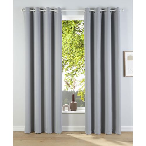 6943755942437 - Verdunkelungsvorhang MY HOME Solana Gr 5 grau (hellgrau) B140cm H265cm Polyester Gardinen 2-er Set Breite 140 cm einfarbig