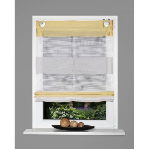 4056751519663 - Raffrollo HOME WOHNIDEEN Sarnia Gr 4 gelb (gelb grau) B100cm H135cm Organza Obermaterial 100% Polyester Raffrollos 4056751519663 - Raffrollo HOME WOHNIDEEN Sarnia Gr 4 gelb (gelb grau) B100cm H135cm Organza Obermaterial 100% Polyester Raffrollos