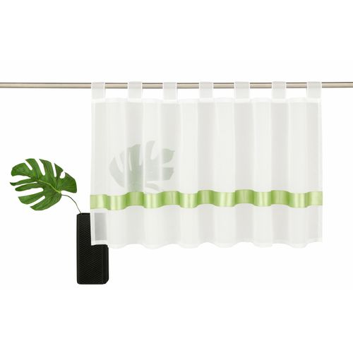 6930325418430 - Scheibengardine MY HOME EBY Gardinen Gr 45 cm Schlaufen 120 cm grün Scheibengardinen transparent Gardine Fertiggardine Mit farbigem Satinband