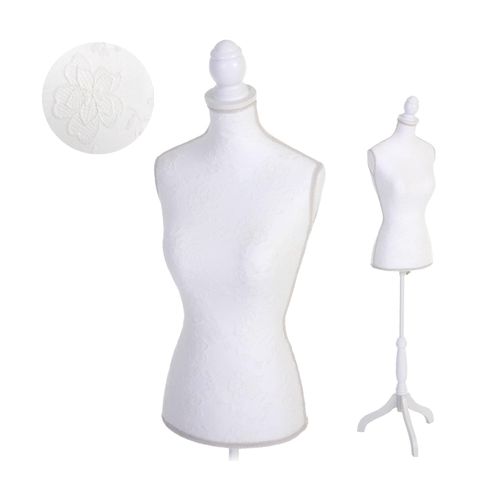 4057651084190 - Schneiderpuppe T221 Schaufensterpuppe Torso weiblich Schaumstoff ~ weiß mit Spitze