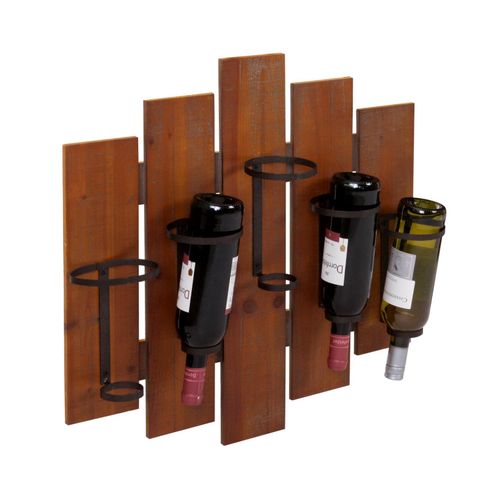 4057651200507 - Weinregal MCW-B99 Wandregal Flaschenhalter Holz Metall für 5 Flaschen 60x60x12cm