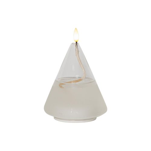 7391482059376 - Flamme Float Kegelform Glas transparentes Wachs Öllampen Design Warmweiß led Timer 155 cm - Star Trading