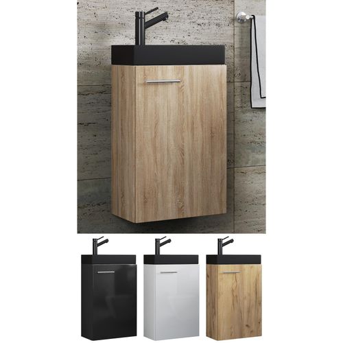4051814431647 - 2-tlg Badmöbel Set Gäste WC Gästebad Waschplatz Waschtisch klein schmal Slito-BL (Farbe Sonoma-Eiche) 4051814431647 - 2-tlg Badmöbel Set Gäste WC Gästebad Waschplatz Waschtisch klein schmal Slito-BL (Farbe Sonoma-Eiche)