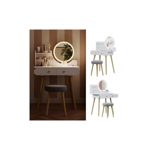 4066731381074 - Schminktisch Edda Weiß mit Hocker LED-Spiegel und QI-Ladestation Vicco 4066731381074 - Schminktisch Edda Weiß mit Hocker LED-Spiegel und QI-Ladestation Vicco