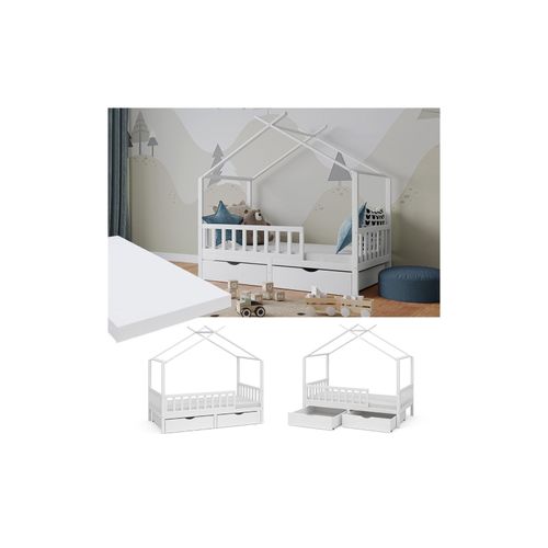 4066731276400 - Vitalispa Kinderbett Bettenhaus Einzelbett Franka Weiß 160 x 80 cm Matratze modern Kinderzimmer Bett Bettschublade Lattenrost Rausfallschutz 4066731276400 - Vitalispa Kinderbett Bettenhaus Einzelbett Franka Weiß 160 x 80 cm Matratze modern Kinderzimmer Bett Bettschublade Lattenrost Rausfallschutz