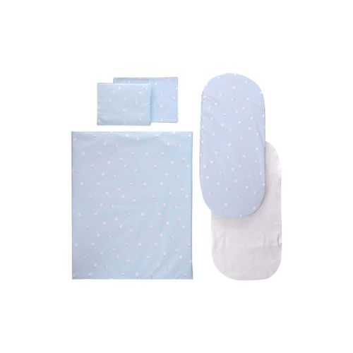 3800166117577 - Kinderwagen-Bettwäscheset 5-tlg Decke 78 x 62 Kissen 35 x 25 Laken hellblau