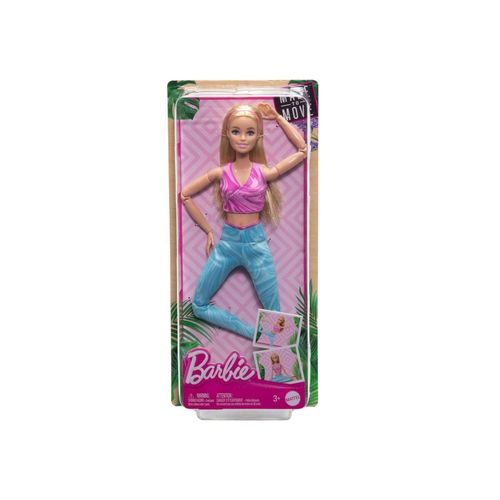 0194735176854 - Barbie Made to Move mit pinken Sportoberteil und blauer Yogahose Puppe