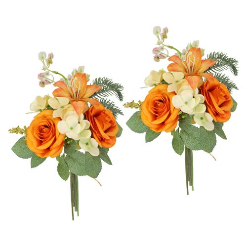 4019844816339 - Kunstblume IGEA Kunstblumen-Strauß Rosen Lilien Hortensie orange B18cm H35cm L17cm Polyester Kunstpflanzen Blumenstrauß Bouquet Blume Grabschmuck Aufleger Grabdeko 4019844816339 - Kunstblume IGEA Kunstblumen-Strauß Rosen Lilien Hortensie orange B18cm H35cm L17cm Polyester Kunstpflanzen Blumenstrauß Bouquet Blume Grabschmuck Aufleger Grabdeko