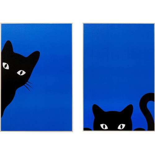 4025621562986 - Bild mit Rahmen DESIGN Gerahmtes Bild Ciao Gatto (2 Set) blau (farbe bild(er) blau) B40cm H60cm T3cm Bilder