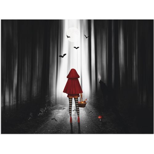 4059745790093 - Wandbild ARTLAND Das Rotkäppchen auf High Heels Bilder Gr B H 40 cm x 30 cm Alu-Dibond-Druck Dark Fantasy 1 St schwarz Bild Kunstdruck Kunstdrucke Bilder als Alubild Leinwandbild Wandaufkleber oder Poster in versch Größen