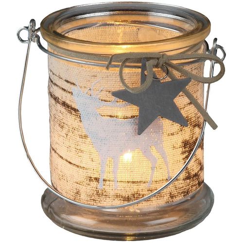 4050223251044 - Teelichthalter Xmas Glas mit Griff - Hirsch Weihnachtsdeko braun B9cm H10cm T9cm Ø9cm Glas Kerzenhalter 4050223251044 - Teelichthalter Xmas Glas mit Griff - Hirsch Weihnachtsdeko braun B9cm H10cm T9cm Ø9cm Glas Kerzenhalter
