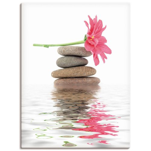 4055327242493 - Wandbild ARTLAND Zen Spa Steine mit Blumen I Bilder Gr B H 60 cm x 80 cm Leinwandbild Zen Hochformat 1 St pink Bild Metallbild Metallbilder Bilder als Alubild Leinwandbild Wandaufkleber oder Poster in versch Größen