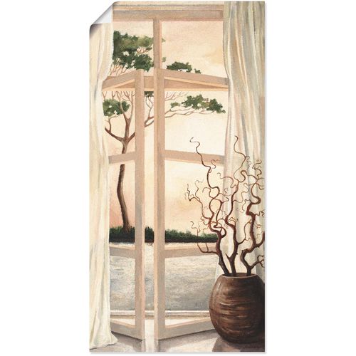 4055327296120 - Wandbild ARTLAND Fensterbild Toskanischer Sonnenuntergang Bilder Gr B H 50 cm x 100 cm Poster Fensterblick Hochformat 1 St beige (naturfarben) Kunstdrucke als Alubild Leinwandbild Wandaufkleber oder Poster in versch Größen
