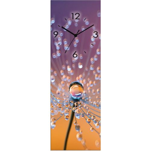 4062144604434 - Wanduhr ARTLAND Glasuhr Pusteblumen Tautropfen Wanduhren Gr B H T 20 cm x 60 cm x 18 cm Funkuhr orange Wanduhren wahlweise mit Quarz- oder Funhuhrwerk lautlos ohne Tickgeräusche