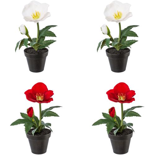 4064118970576 - Winterliche Kunstpflanze CREATIV GREEN Weihnachtsdeko bunt B8cm H19cm T8cm Polyester Kunstpflanzen im Topf im 4er-Set (2x Farbe Rot und 2x Farbe Weiß) 4064118970576 - Winterliche Kunstpflanze CREATIV GREEN Weihnachtsdeko bunt B8cm H19cm T8cm Polyester Kunstpflanzen im Topf im 4er-Set (2x Farbe Rot und 2x Farbe Weiß)