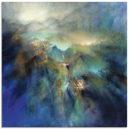 4059745612418 - Glasbild ARTLAND Über allen Gipfeln Bilder Gr B H 50 cm x 50 cm Glasbild Landschaften quadratisch 1 St blau Bild Glasbild Glasbilder Bilder in verschiedenen Größen
