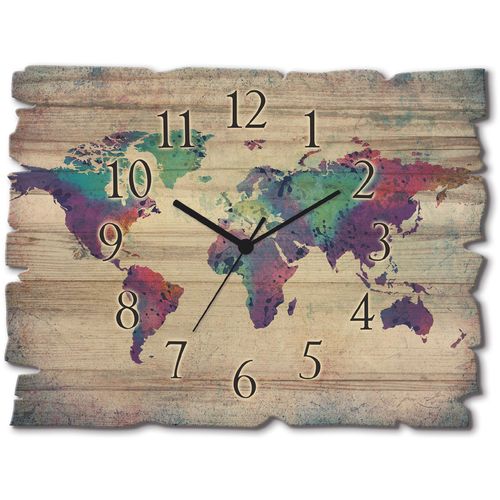 4062144604755 - Wanduhr ARTLAND Holzuhr bunte Weltkarte Wanduhren Gr B H T 40 cm x 30 cm x 06 cm Funkuhr bunt Wanduhren wahlweise mit Quarz- oder Funhuhrwerk lautlos ohne Tickgeräusche 4062144604755 - Wanduhr ARTLAND Holzuhr bunte Weltkarte Wanduhren Gr B H T 40 cm x 30 cm x 06 cm Funkuhr bunt Wanduhren wahlweise mit Quarz- oder Funhuhrwerk lautlos ohne Tickgeräusche