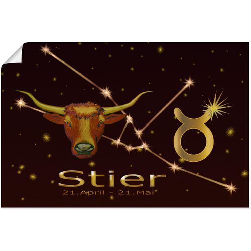 4062144657201 - Wandbild ARTLAND Sternzeichen - Stier Bilder Gr B H 60 cm x 40 cm Poster Bilder von Sternzeichen Querformat 1 St goldfarben Kunstdrucke als Alubild Leinwandbild Wandaufkleber oder Poster in versch Größen