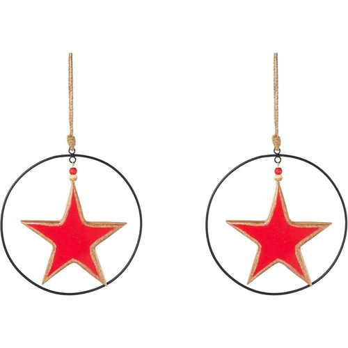 4064118995241 - Dekostern CREATIV DECO Weihnachtsstern Weihnachtsdeko rot rot T100cm Ø2500cm Holzwerkstoff Dekosterne mit Enamel-Lackierung und Metallring Durchmesser Stern 20 cm