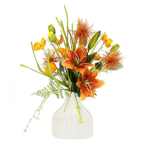 4019844802134 - Kunstblume IGEA Blumenarrangement aus Lilien und Mohnblumen in Vase aus Keramik orange B30cm H55cm L20cm Polyester Kunstpflanzen Dekoblumen Blumenstrauß Seidenblumen Tischdeko Hochzeitsdeko 4019844802134 - Kunstblume IGEA Blumenarrangement aus Lilien und Mohnblumen in Vase aus Keramik orange B30cm H55cm L20cm Polyester Kunstpflanzen Dekoblumen Blumenstrauß Seidenblumen Tischdeko Hochzeitsdeko