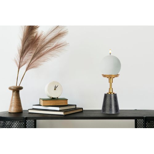 4063074541493 - Kerzenständer KAYOOM Fayya 125 schwarz (goldfarben schwarz) B10cm H22cm T10cm Aluminium Marmor Kerzenhalter Höhe ca 22 cm