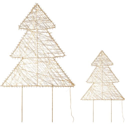 4064118184638 - LED Dekofigur CREATIV DECO LUMIA Deko-Objekt Baum Lampen Gr 80 flammig Höhe 50 cm 2 St beige (champagnerfarben) Dekofiguren Weihnachtsdeko Batteriebetrieb
