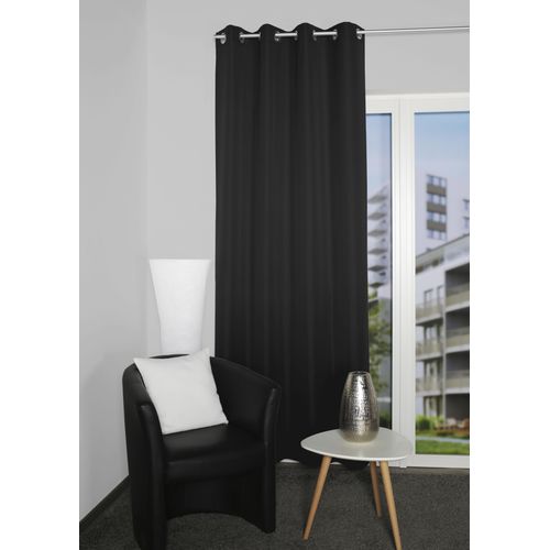 4056751463881 - Vorhang HOME BASICS ATLANTIK Gr 1 schwarz B140cm H235cm Polyester Gardinen Ösenschal Uni ATLANTIK