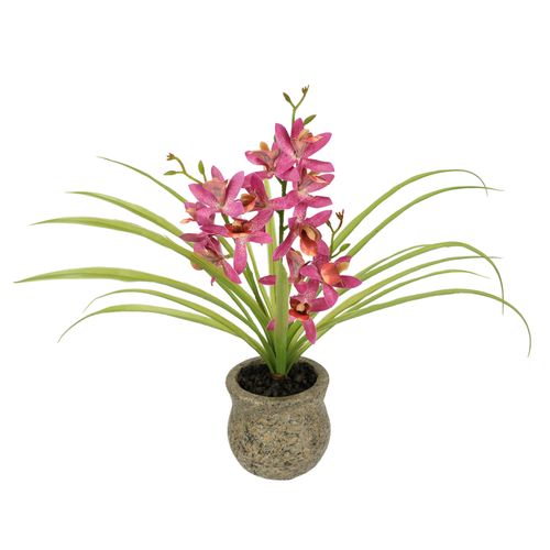 4019844810177 - Kunstblume IGEA Kunstblume Schmetterling Orchidee mit Keramiktopf rosa (dunkelrosa) B39cm H38cm L11cm Polyester Kunstpflanzen Mit Blätter Luftwurzeln Blume Kunstorchidee Phalaenopsis Kunstpflanze