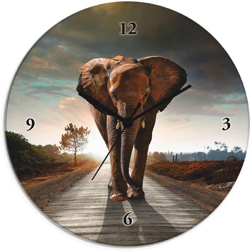 4059745437608 - Wanduhr ARTLAND Ein Elefant läuft auf der Straße Wanduhren Gr Ø 30 cm B H T 30 cm x 30 cm x 18 cm Quarzuhr braun Wanduhren wahlweise mit Quarz- oder Funhuhrwerk lautlos ohne Tickgeräusche 4059745437608 - Wanduhr ARTLAND Ein Elefant läuft auf der Straße Wanduhren Gr Ø 30 cm B H T 30 cm x 30 cm x 18 cm Quarzuhr braun Wanduhren wahlweise mit Quarz- oder Funhuhrwerk lautlos ohne Tickgeräusche