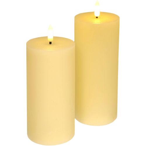 4019844816773 - LED-Kerze IGEA LED Echtwachskerze 2er Set beige (creme) B8cm H175cm Ø8cm Wachs Kerzen Mit Timer Flackernd Stumpenkerze Adventskerzen Adventskranz